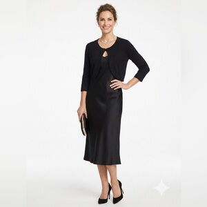 Dressbarn Black Cropped Bolero Cardigan Size 4 3/4 Sleeve